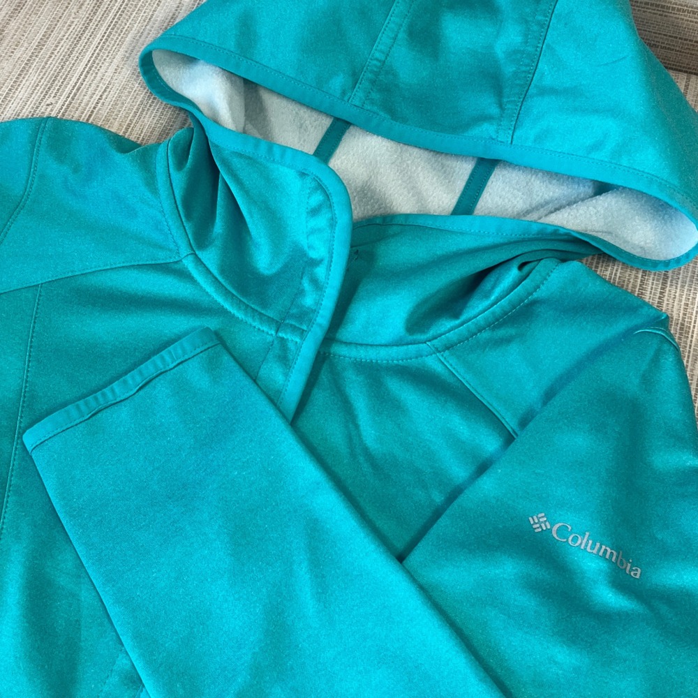 Columbia Teal Omni Wick Hooded Athletic Zip Jacket Women's Small With Pockets